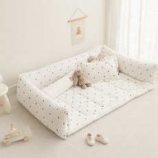 SHEZ HOME 純棉防撞床圍靠墊套組 含棉芯, 奶油白