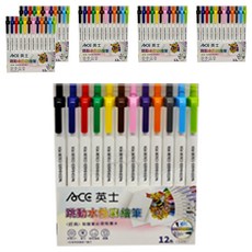 ACE 英士 跳動水性彩繪筆 經典耐磨筆尖 耐乾墨水, 12色, 6盒