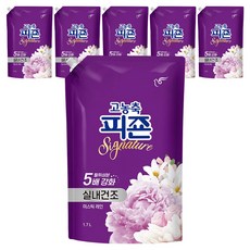 피죤 고농축 실내건조 시그니처 섬유유연제 미스틱레인 리필, 1.7L, 1개입, 6개