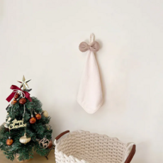 HOOM 蝴蝶結擦手巾 柔軟珊瑚絨材質 吸水安心不掉毛 小巧方便好收納, 香草奶油, 3個