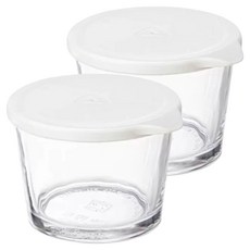 SHIMOYAMA 玻璃儲物罐/保鮮盒 白色 260ml, 2組, 容器 + 蓋子