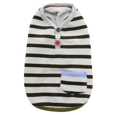 PET PARADISE 寵物 鈕扣 衣服 S, 三色扣條紋灰, 1件