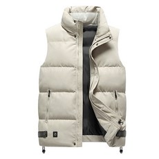 男款下擺抽繩壓釦設計保暖鋪棉背心