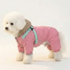 바오스레 반려동물 파스텔 투톤 겨울 올인원 패딩, 핑크, 1개