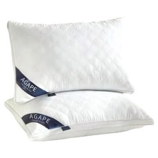 七星級飯店菱格紋羽絲絨枕, 42 x 75 x 15cm, 2顆, White