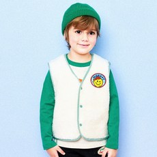 HEJMINI 兒童笑臉圖案絨毛背心