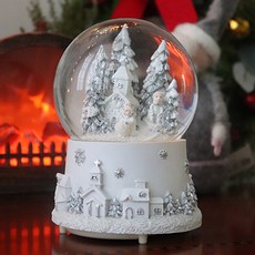 ASPASIA 聖誕音樂盒雪花球 Roba 森林村莊 LED氣氛燈 白色, 白色, 12cm x h 14cm