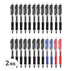 特奇特奇 3色原子筆組 0.5mm, 2套, 黑色, 紅色, 藍色