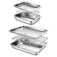 Kitchen-Art 長方形不鏽鋼備料盤組, 1號+4號, 1組