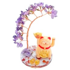 A&R 開運水晶樹 招財貓款 紫水晶貓貓舉金迎福, 紫水晶