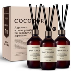 코코도르 프리미엄 디퓨저 + 섬유스틱 7p, 베이비파우더, 500ml, 3개