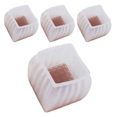 AXIS 艾克思 加厚方形豎紋桌椅防刮毛氈底TPE腳套，四件組, 邊長3cm, 1組, 白色