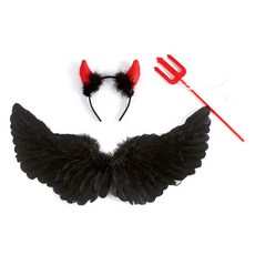 Elsso 女性用萬聖節角色扮演天使惡魔翅膀套組