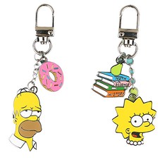 Heemang THE SIMPSONS 辛普森家庭金屬鑰匙圈, 荷馬,麗莎 黃色, 1組