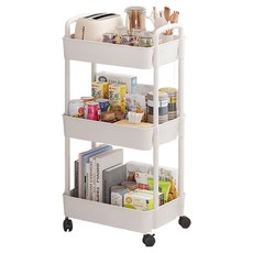 메이리빙 다용도 이동식 트롤리, 화이트, 3단