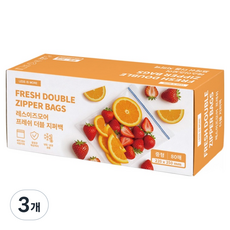 레스이즈모어 프레쉬 더블 지퍼백 22 x 25 cm, 중(M), 3개, 80개입