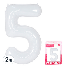 파티쇼 숫자 은박풍선 대형 5, 화이트, 2개
