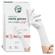 SINCERELY Frog 長丁腈手套 50枚入, 白色, 大(L), 1個