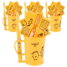 WEDENT 威登 兒童牙刷 6~8歲 + 漱口杯 + 沙漏組 黃色, 4套