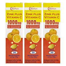 Bluhen 速補美C含鋅發泡錠 1000mg, 3個, 20顆