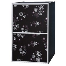 EASYHOME 花系列兩層兩門 彩色二格組合櫃 雙面門板, 60 x 42 x 28.5cm, 黑色