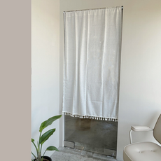 Hoom日系棉麻門簾 - 單, 海鹽灰白