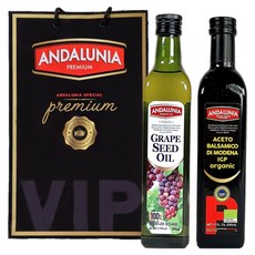 Andalunia 葡萄籽油 500ml+有機巴薩米克醋 500ml禮盒組, 1套