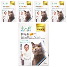 MORESON 木入森 貓咪排毛粉，含多種專利纖維和酵素，支持寵物的消化健康，每盒15包, 15包, 30g, 排毛, 5盒