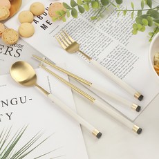 Bogen 孩童雙色湯匙+筷子+叉子, 白色, 湯匙+筷子+叉子, 1組