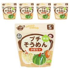 和寓良品 寶寶鮮蔬南瓜細麵, 適合5個月以上的寶寶, 天然純小麥, 無鹽, 易煮好消化, 100g, 5包