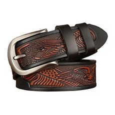 真牛皮 男士針釦雄鷹雕花帶身皮帶 LL183