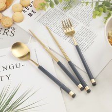 Bogen 孩童方柄雙色金屬匙筷+叉子組, Blue, 湯匙+筷子+叉子, 1組