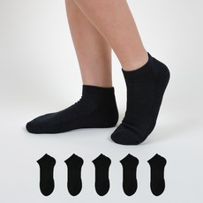 高盛襪 女款運動緩衝毛巾底腳背網眼運動踝襪 5雙, 黑色