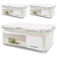 LocknLock 樂扣樂扣 BISfree 純淨輕透方形保鮮盒套裝, 淺灰色 3L, 3個