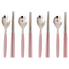 Kamome Kitchen 兒童餐具4人組, 1套, 粉紅色, 湯匙 + 筷子