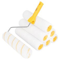 델리 툴즈 페인트 실린더 아크릴 브러쉬 롤러커버 228.6mm + 롤러 브러쉬 6p 화이트 + 옐로우 DL528219, 1세트