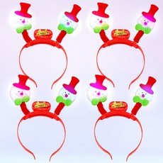 LED聖誕雪人臉發光髮箍, 4個, 混色