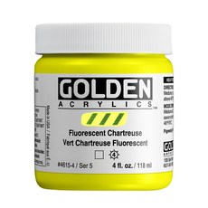Golden 高登 單支壓克力顏料 Flourescent Chartreuse S5, 119ml 4615熒光黃綠色, 一