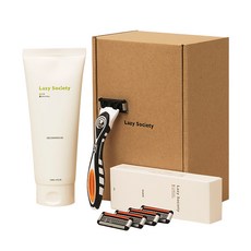 Lazy Society 刀片 4p 手柄 + cica 剃須凝膠 200ml, 1套