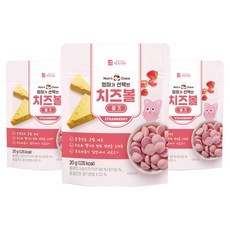 Well&Good 美味風景 孩童起司球, 3包, 草莓口味, 20g