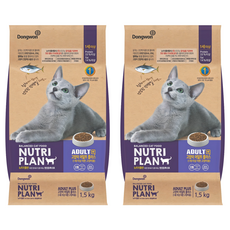 동원뉴트리플랜 어덜트 고양이 플러스 건식사료, 참치, 1.5kg, 2개 참치, 1.5kg, 2개