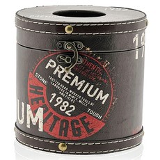 用於雜草捲紙巾的老式皮革圓柱形紙巾盒, 1982, 1個