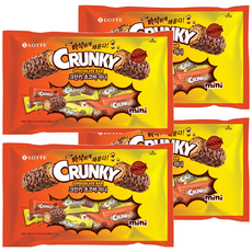 LOTTE 樂天 CRUNKY 迷你雙重可可脆 405g 點心棒 酥脆口感 濃郁花生香氣 獨立包裝 方便攜帶, 4袋