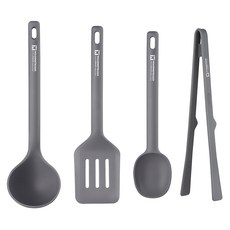 WAGENSTEIGER edel 矽膠廚房工具4件組, 1組, 湯匙 + 鍋鏟 + 拌炒匙 + 夾子, 深灰色