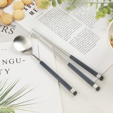 Bogen 孩童金屬撞色湯匙筷子組, Blue, 1組, 湯匙+筷子