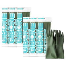 기본에 끼고 벗기 쉬운 고무장갑 세트, 다크그린, 중(M), 6개