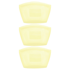 SiliPot 優質矽膠密封保鮮拉鍊袋 檸檬黃, S(500ml), 3個