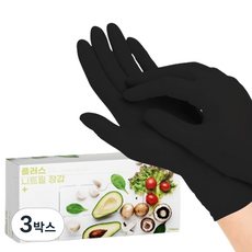 플러스 니트릴 장갑 100p, 블랙, 대(L), 3박스