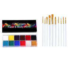 顏料盤 + 畫筆 Set 12色 萬聖節人體彩繪顏料, 8.75g