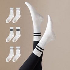 Edelrine 女款雙線運動皮拉提斯中筒襪, 3個, 白色